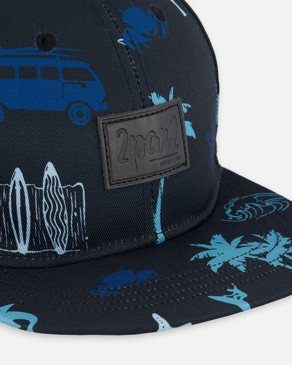 Printed Cap Light Blue Beach On Black - G30VBC_036