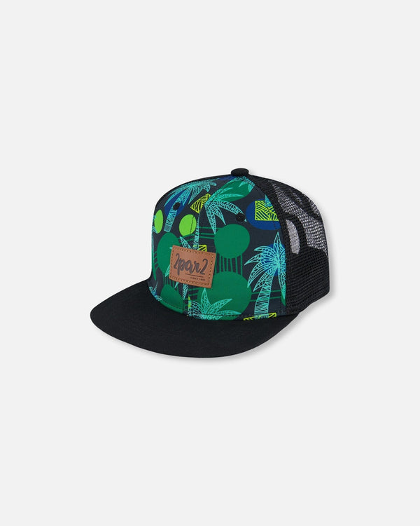 Printed Cap Green Jungle On Black - G30VBC_040