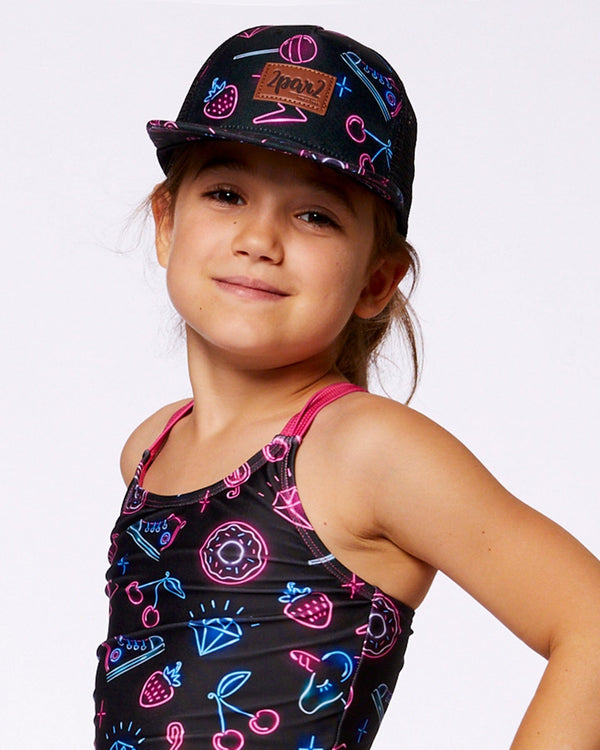 Printed Cap Black And Blue And Pink Items - G30VGC_051