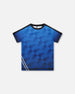 Printed Athletic Top Blue And Black - G30XB70_000