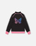 Printed Reversible Full Zip Athletic Cardigan Pink, Blue And Butterflies - G30XG30_009