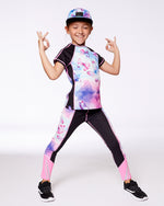 Printed Short Sleeve Athletic Top Pink, Black And Butterfly - G30XG71_009