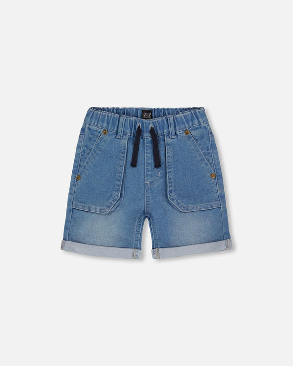 French Terry Denim Short Denim Blue - G30YB28_125