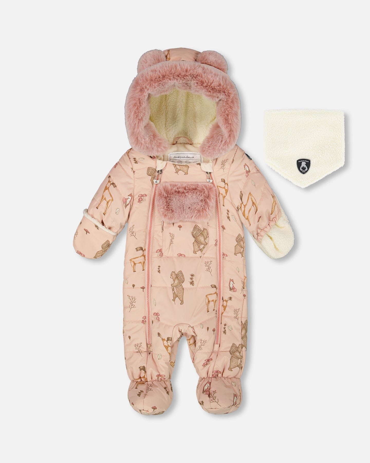 One-Piece Baby Layette Snowsuit Designed For Car Seat Pink Printed