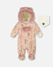 One-Piece Baby Layette Snowsuit Designed For Car Seat Pink Printed Animal - H10A601_001