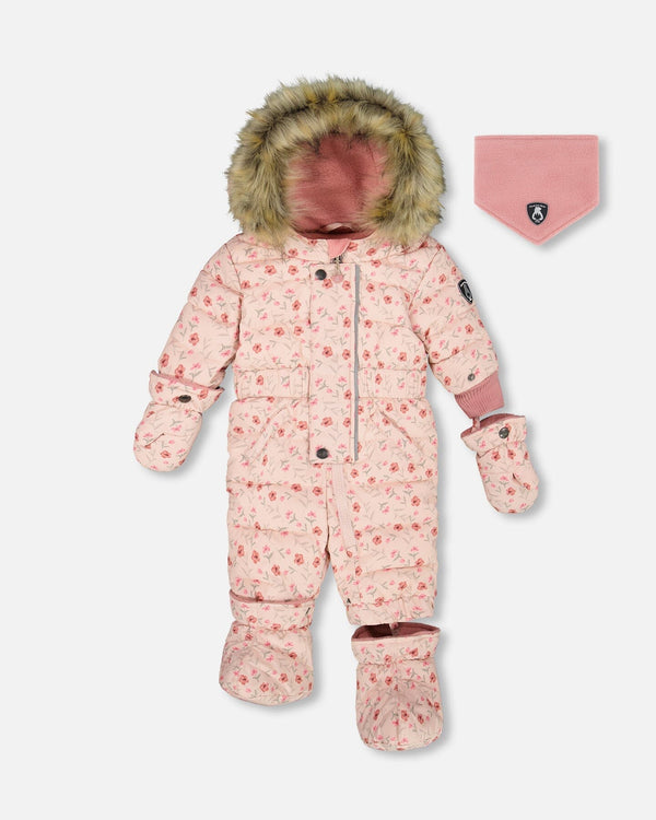One-Piece Baby Original Puffy Snowsuit Pink Mini Flowers - H10B702_005