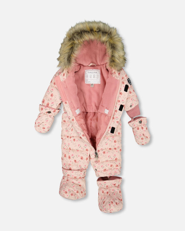 One-Piece Baby Original Puffy Snowsuit Pink Mini Flowers - H10B702_005