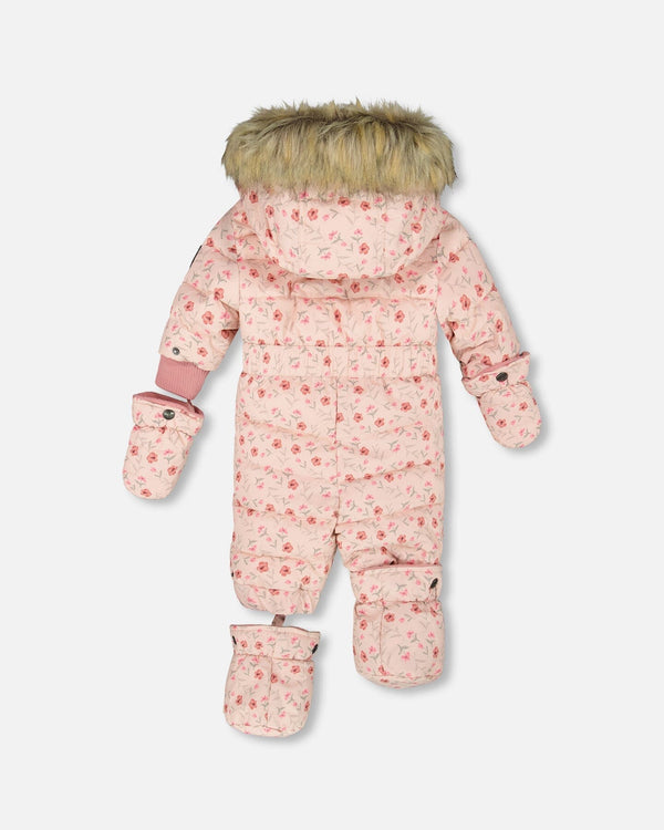 One-Piece Baby Original Puffy Snowsuit Pink Mini Flowers - H10B702_005