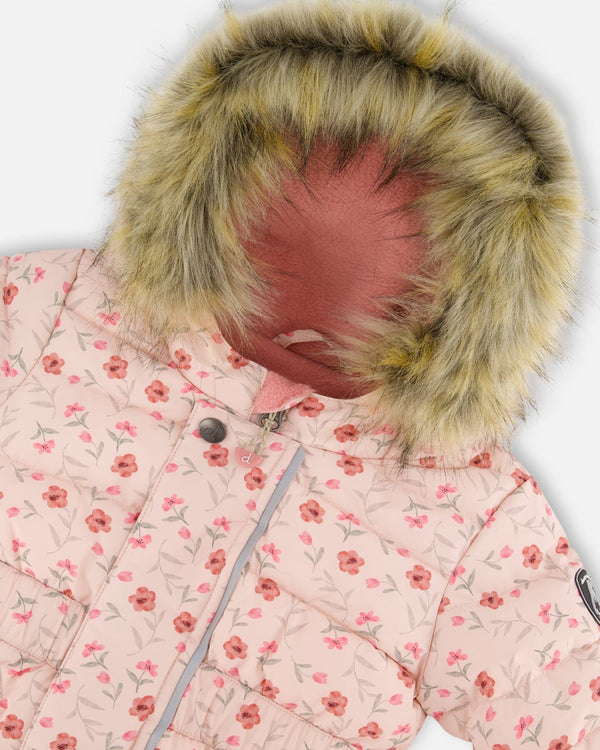 One-Piece Baby Original Puffy Snowsuit Pink Mini Flowers - H10B702_005