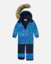 One-Piece Discover Snowsuit Blue Gradient Dinosaur Print - H10DB77_027