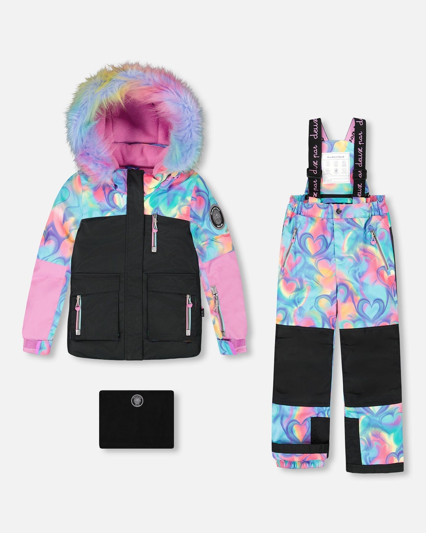 Two-Piece Play Snowsuit Rainbow Heart Print - Deux par Deux