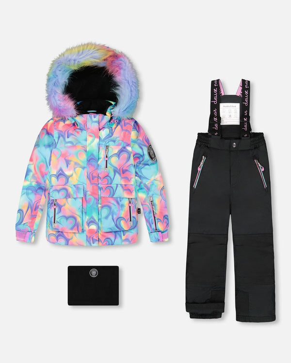 Two-Piece Play Snowsuit Black With Multicolor Print Jacket - H10EG87_999