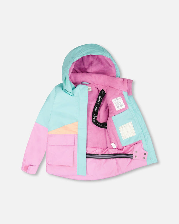 Two-Piece Play Snowsuit Pink Watercolor Flower Print - H10EG90_012