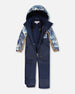 One-Piece Play Snowsuit With Mountains Print Navy Blue - H10PB73_479