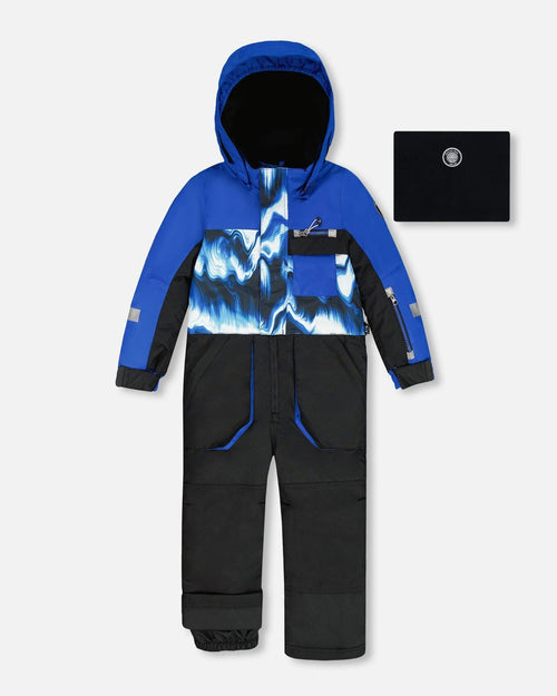One-Piece Play Snowsuit With Print And Colorblocking Black - H10PB75_999