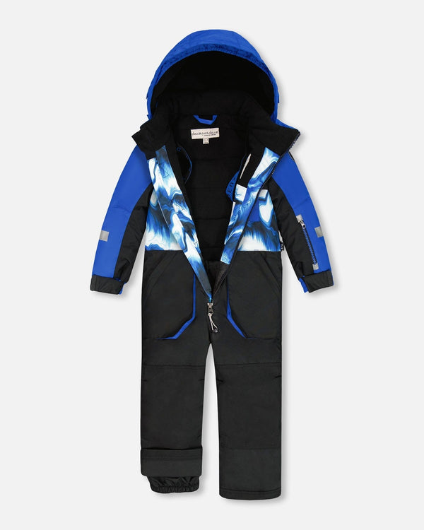 One-Piece Play Snowsuit With Print And Colorblocking Black - H10PB75_999