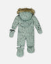 One-Piece Baby Play Snowsuit Designed For Car Seat Sage Animal Print - H10PBB75_032