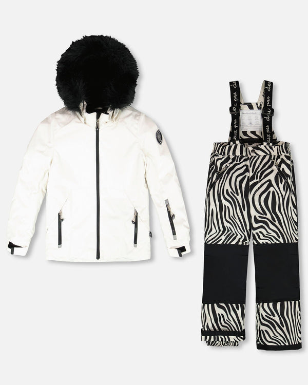 Two-Piece Play Snowsuit Off-White With Printed Pants - H10PG20_106
