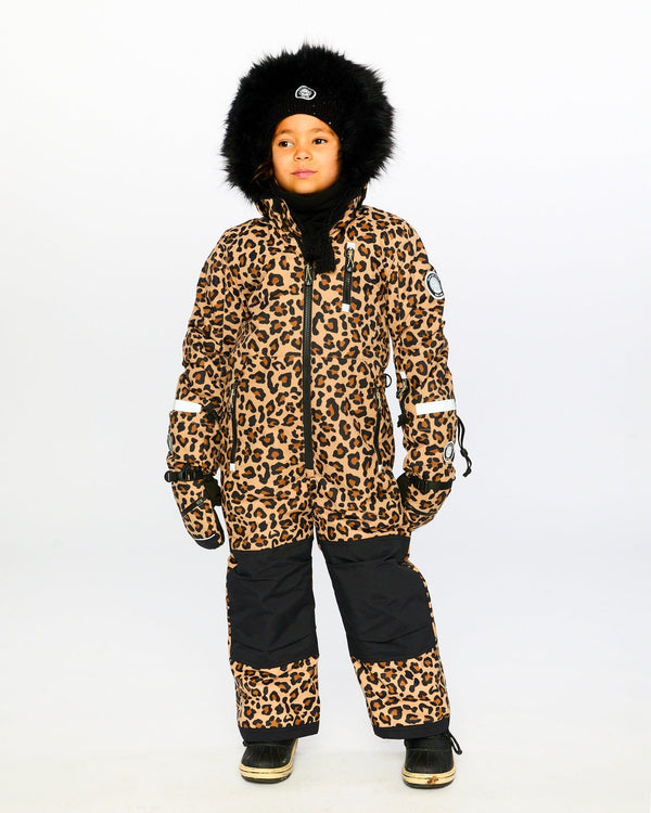One-Piece Play Snowsuit Beige Leopard Snowsuits Deux par Deux