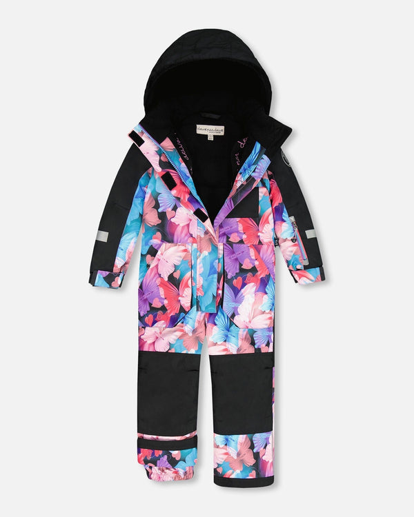 One-Piece Play Snowsuit Black Butterfly Print - H10PG70_010