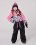 One-Piece Play Snowsuit Black Retro Flower Print - H10PG72_013