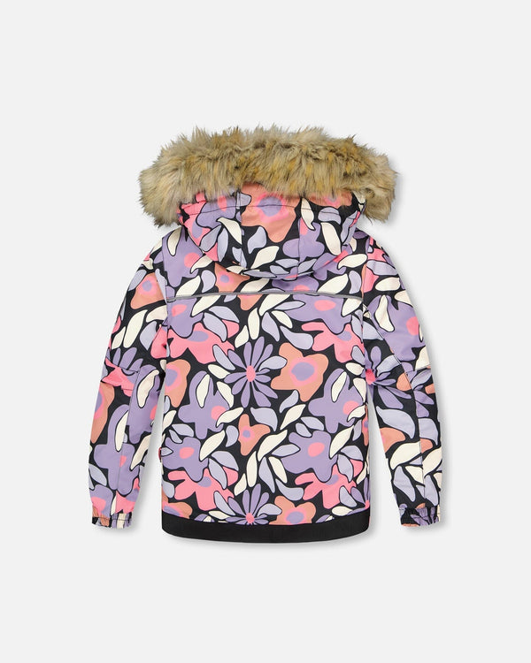 Two-Piece Play Snowsuit With Allover Print Jacket And Solid Pant Black - H10PG85_999