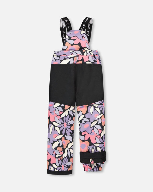 Two-Piece Play Snowsuit Black Retro Flower Print - H10PG86_013