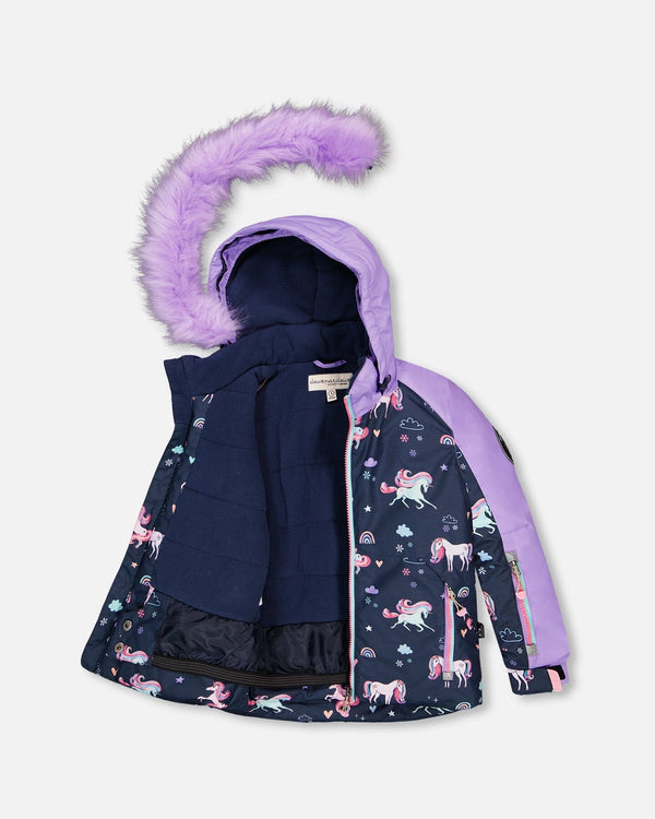 Two-Piece Play Snowsuit With Printed Colorblocked Jacket Lavender - H10PG95_530