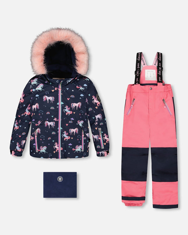 Two-Piece Play Snowsuit With Printed Jacket And Solid Pant Candy Pink - H10PG95_639