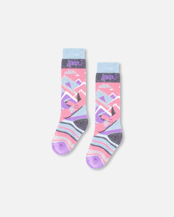 Winter Ski Socks With Merino Wool Pink - H10XS_624