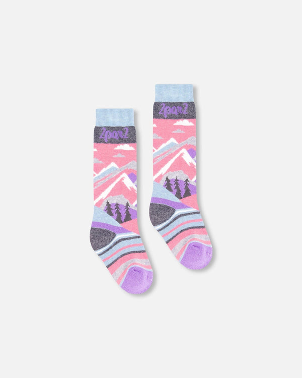 Winter Ski Socks With Merino Wool Pink - H10XS_624