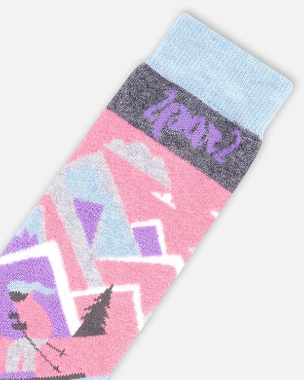 Winter Ski Socks With Merino Wool Pink - H10XS_624