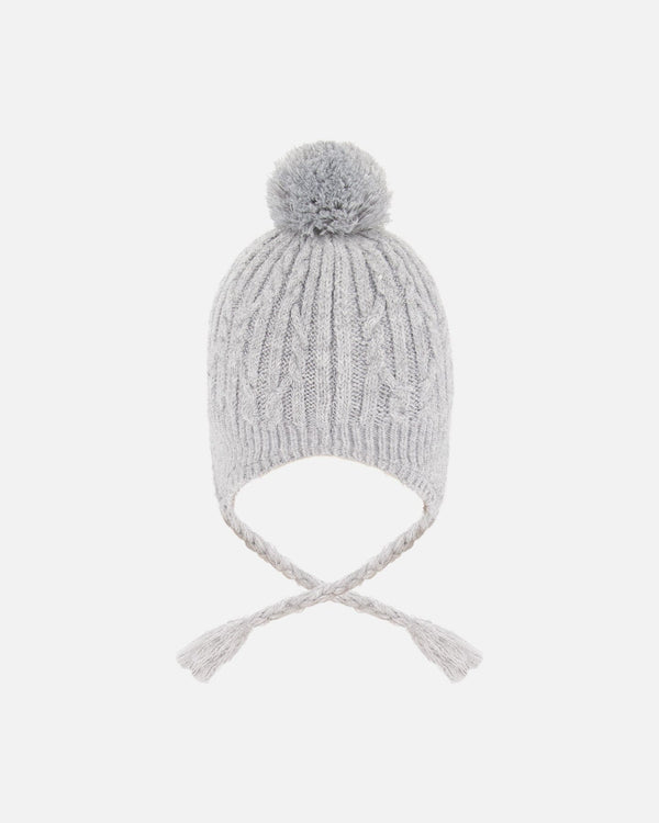 Lined Winter Hat With Pompom Heather Gray - H10XT1_194