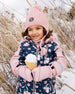 Lined Winter Hat With Pompom Dusty Pink - H10XT1_637