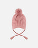 Lined Winter Hat With Pompom Dusty Pink - H10XT1_637