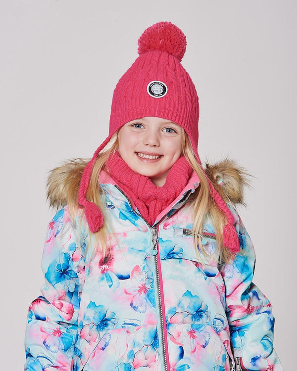 Lined Winter Hat With Pompom Flash Coral - H10XT1_640