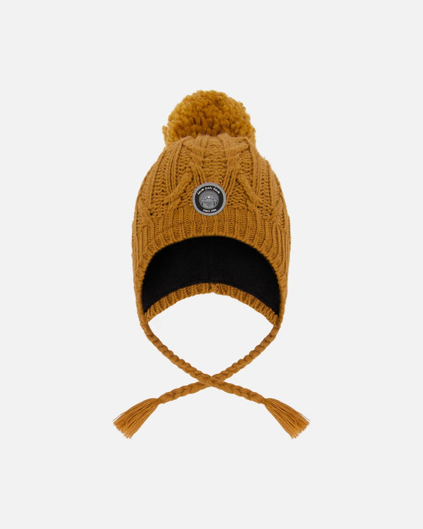 Lined Winter Hat With Pompom Brown Sugar - H10XT1_967