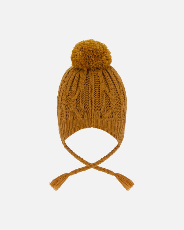 Lined Winter Hat With Pompom Brown Sugar - H10XT1_967