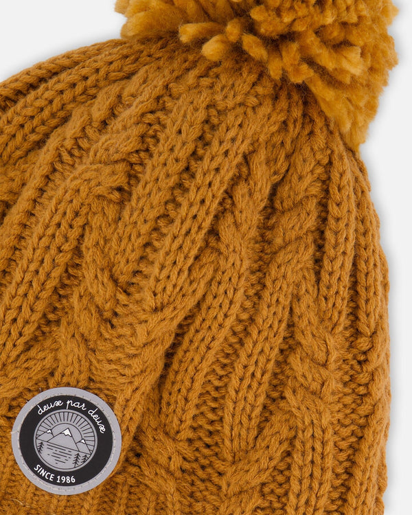 Lined Winter Hat With Pompom Brown Sugar - H10XT1_967