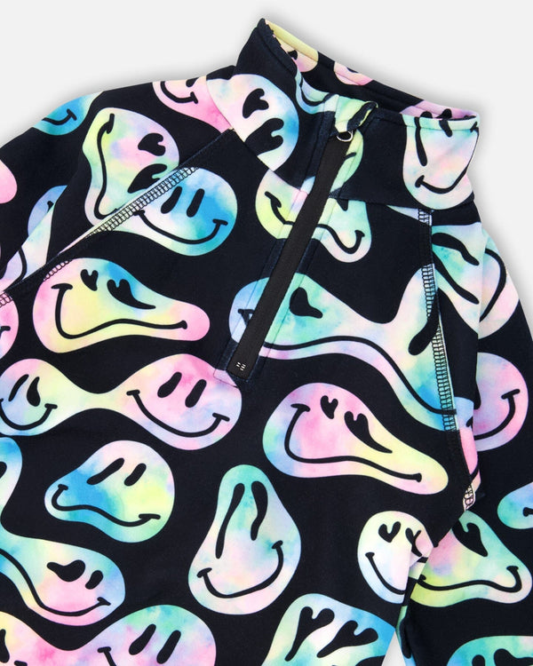 Two-Piece Thermal Underwear Set Smiley Face Girl - H10Y600_018