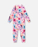 One-Piece Thermal Underwear Pink Watercolor Flower Print - H10Y700_012