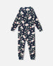 One-Piece Thermal Underwear Navy Flower Print - H10Y700_016