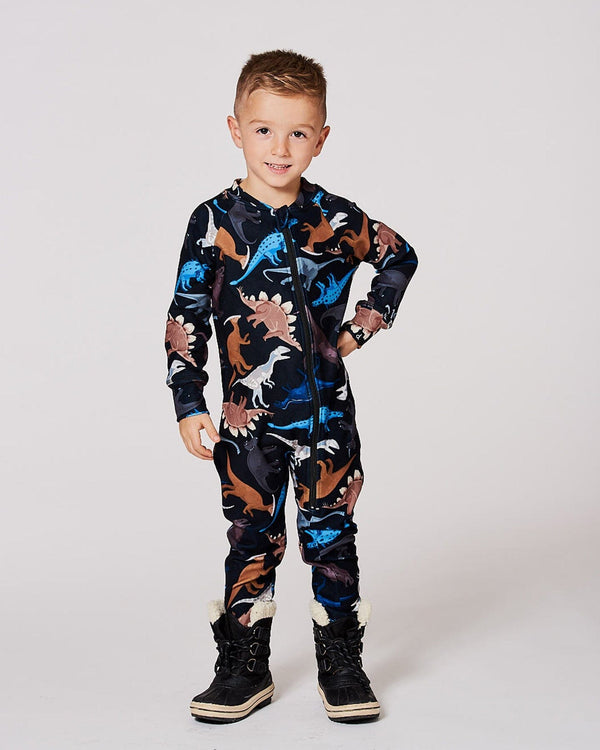One-Piece Thermal Underwear Black Dinosaur Print - H10Y700_026