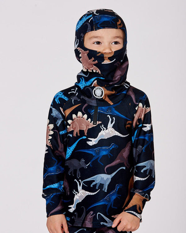 Brushed Jersey Balaclava Black Dinosaur Print - H10YBAL_026