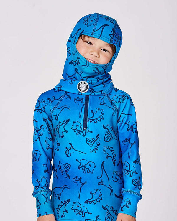 Brushed Jersey Balaclava Blue Gradient Dinosaur Print - H10YBAL_027