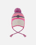 Lined Peruvian Knit Pompom Hat Pink And Purple - H10Z05_000
