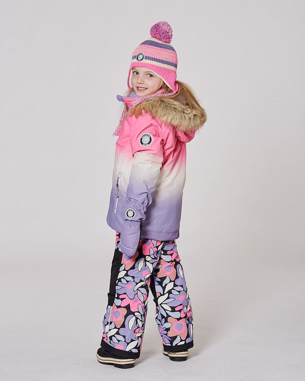 Lined Peruvian Knit Pompom Hat Pink And Purple - H10Z05_000