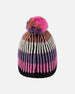 Lined Knit Pompom Hat Pink And Purple And Black - H10Z06_000
