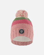 Lined Knit Pompom Hat Pink And Green - H10Z09_000