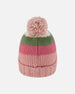 Lined Knit Pompom Hat Pink And Green - H10Z09_000